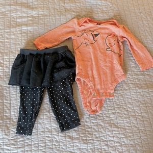 2 Pc Carters Baby Halloween Outfit with Tutu Size 6 Mos